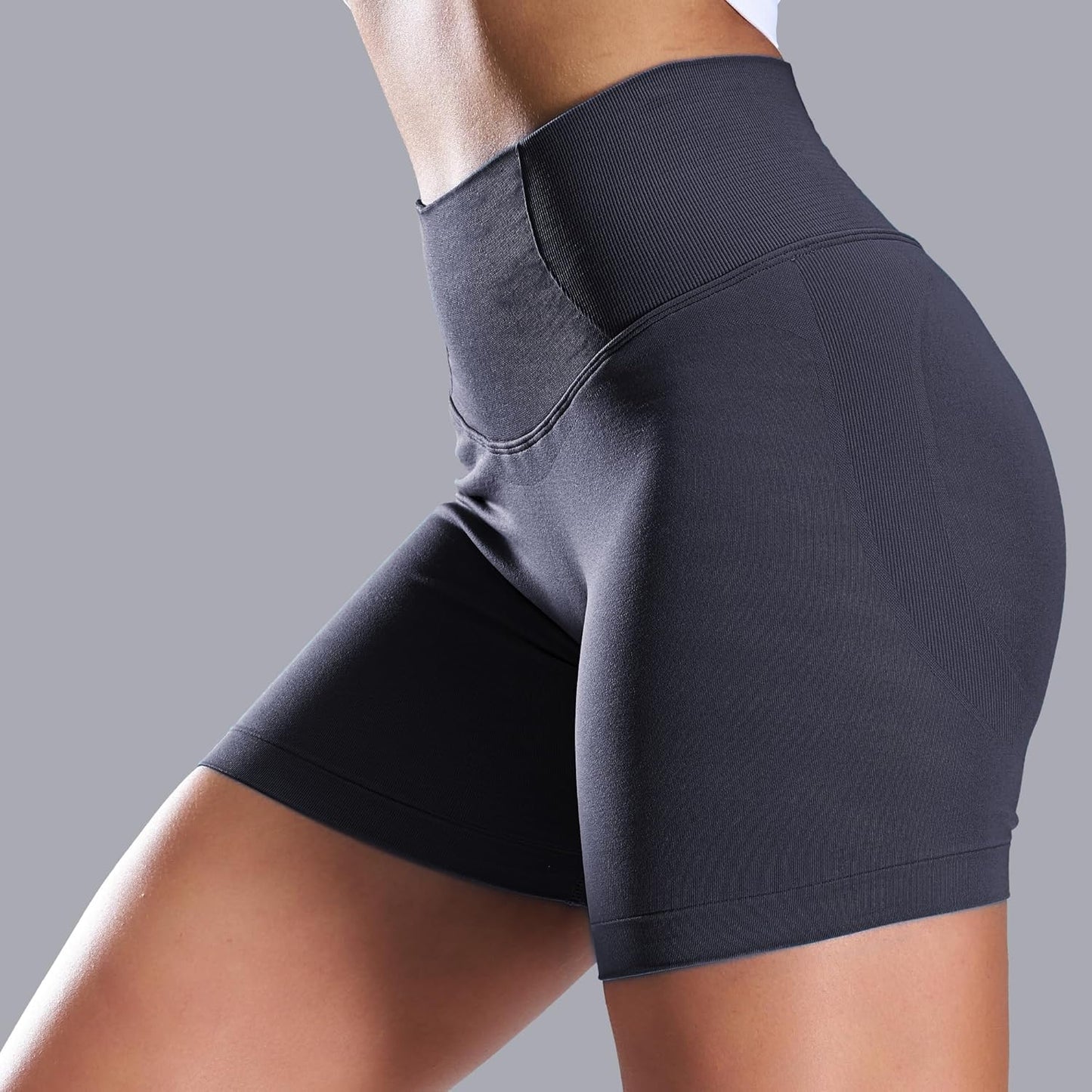 Women'S Seamless High Waist Tummy Control Intensify Fitness Athletic Running Yoga Gym Shorts