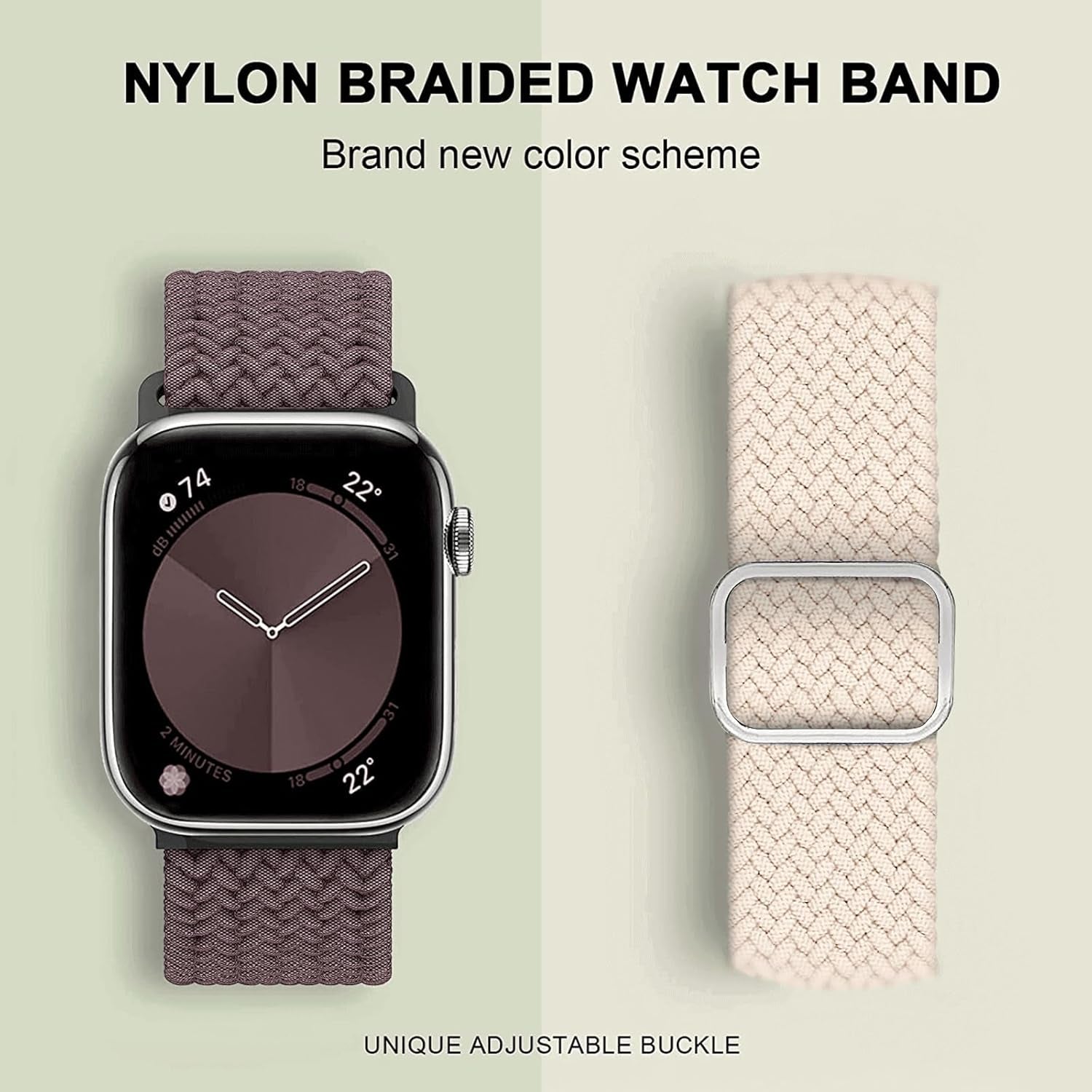 Braided Solo Loop Compatible with Apple Watch Band 38Mm 40Mm 41Mm, Adjustable Stretchy Bands Elastic Sport Wristbands for Iwatch Series 8 7 6 5 4 3 2 1 SE Ultra, for Men/Women, 2 Pack.