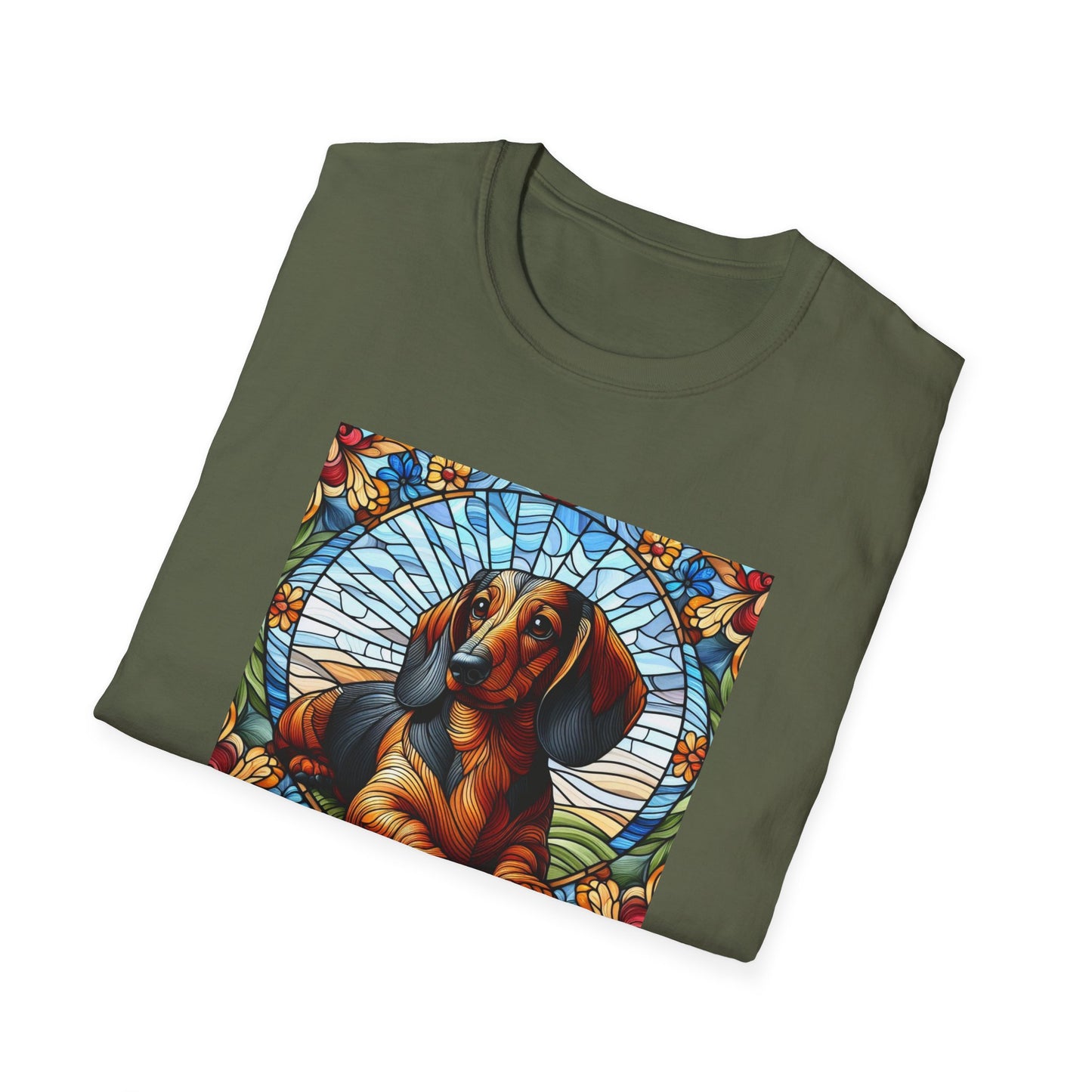 Dachshund Stained Glass Unisex Softstyle T-Shirt