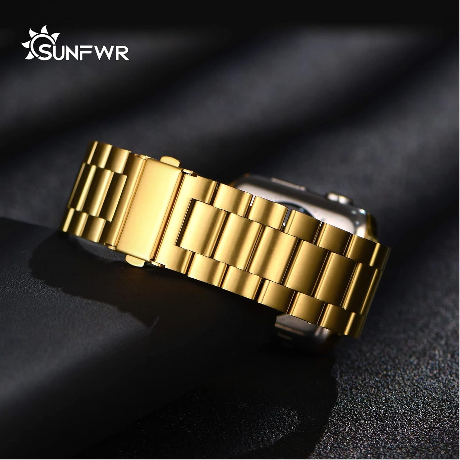 Compatible with Apple Watch Band 41Mm 40Mm 38Mm for Women Men, Stainless Steel Metal Iwatch Band with Case for Apple Watch Series 9/8/7/6/5/4/3/2/1/SE/SE2 (Gold-Plated, 38Mm/40Mm/41Mm)