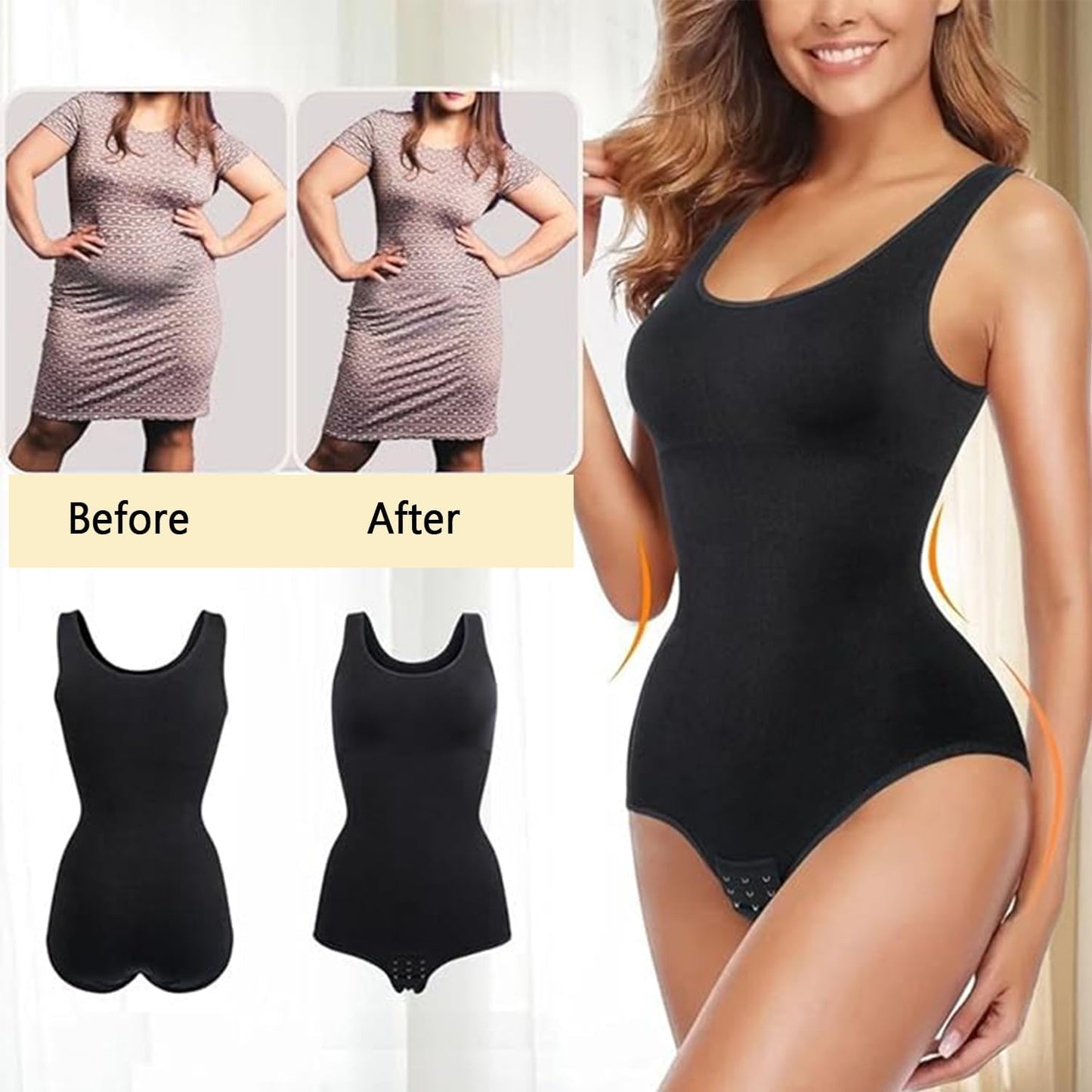 Women Shapewear Tummy Control Bodysuit for Sexy Seamless Butt Lifter Full Body Shaper Black Body Suits Slimming