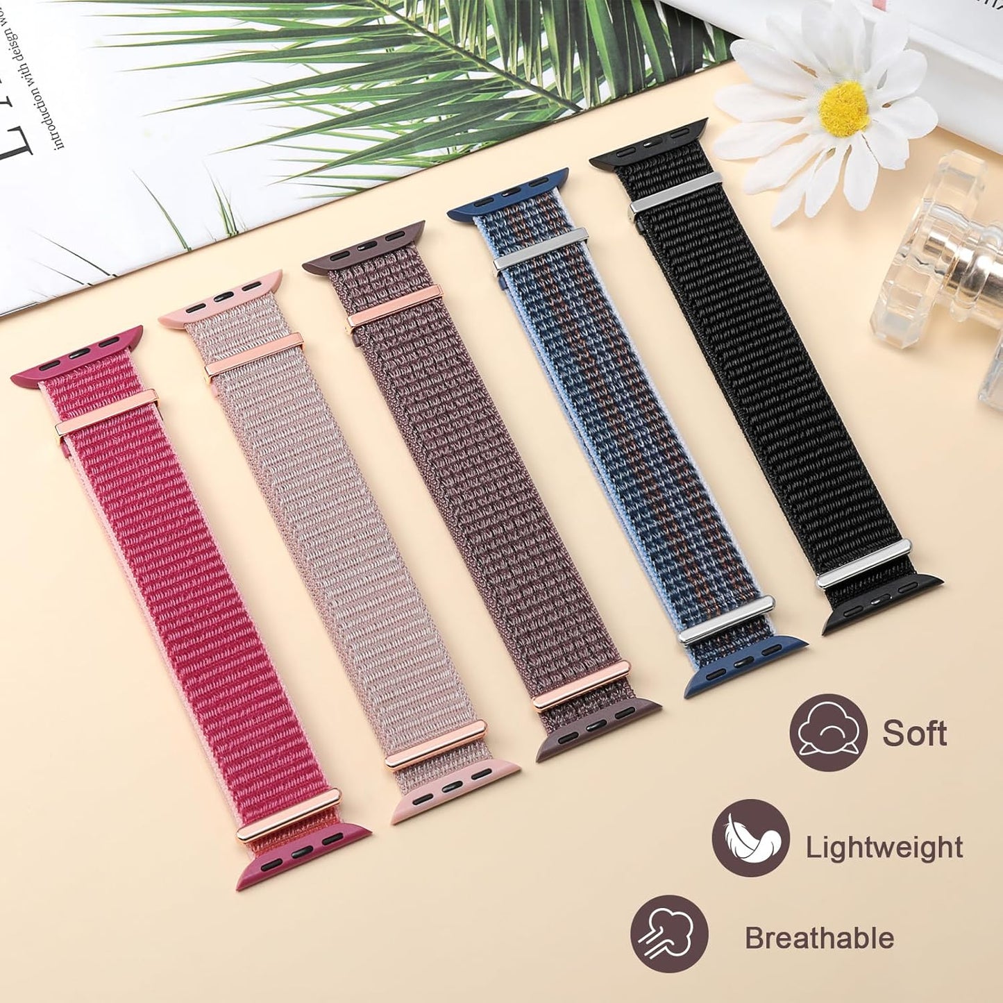 Nylon Band Compatible with Apple Watch Band 38Mm 40Mm 41Mm 42Mm 44Mm 45Mm 46Mm 49Mm for Women Men, Soft Braided Stretchy Solo Loop Sport Band for Iwatch Series 10/9/8/7/6/Se/Ultra Blue Fog S