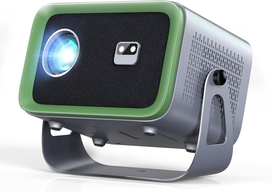 【Auto Focus/Keystone】4K Projector with Wifi and Bluetooth, 360° Rotating Movie Projector, Portable Projector with 400 ANSI, Outdoor Projector for Phone/Pc/Tv Stick/Dvd/Usb/Hdmi