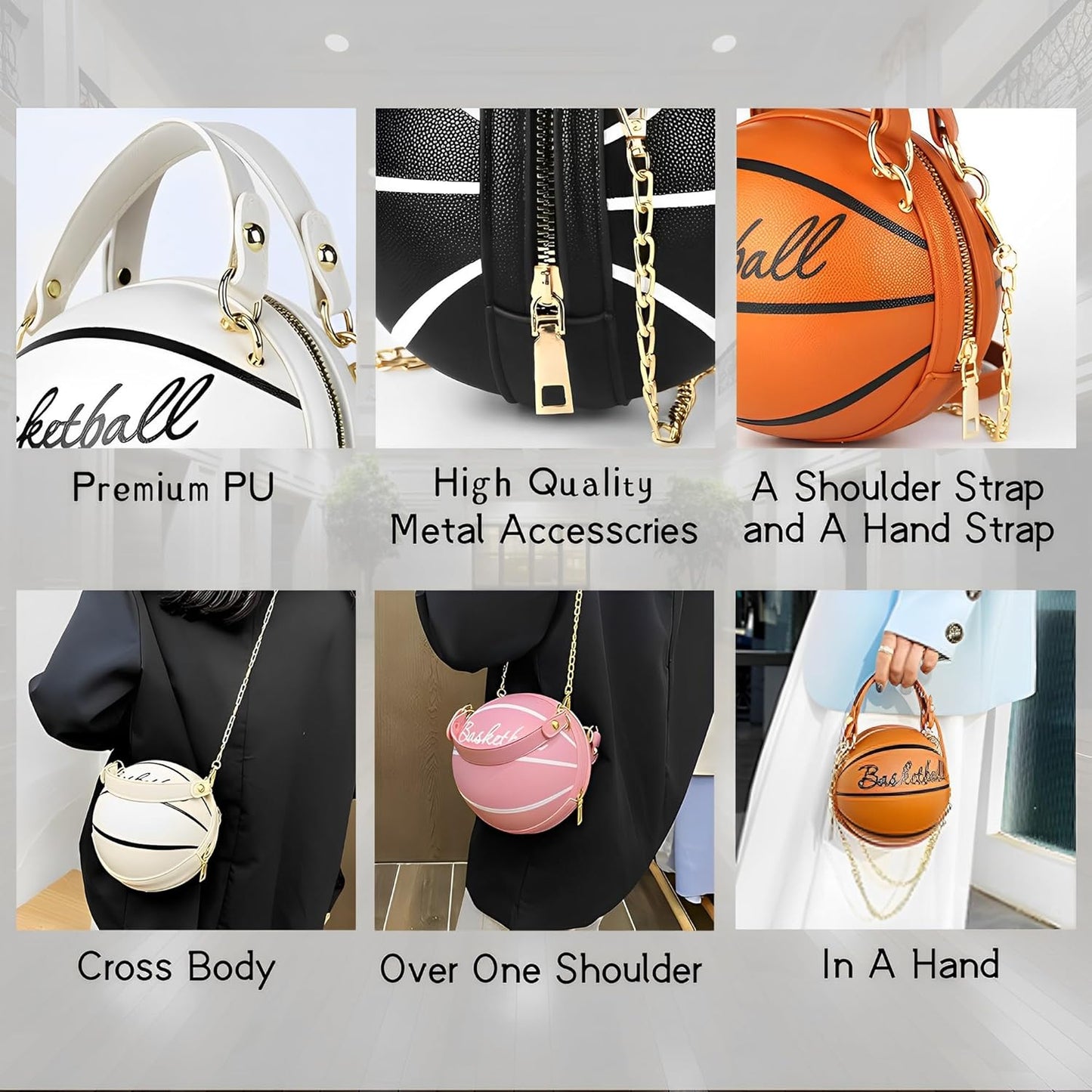 Adorable Basketball-Shaped Shoulder Bag for Girls