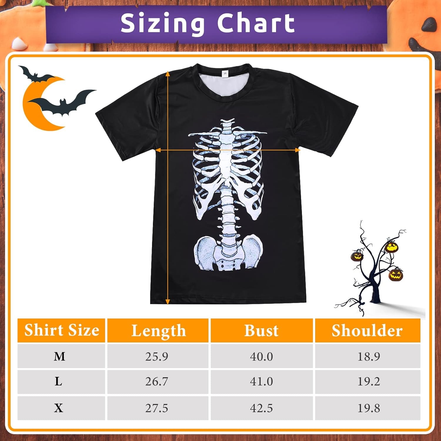 Skeleton Shirt and Skull Mask, Women Halloween Costume Skeleton T Shirt Skull Face Bandana Neck Rib Costume(Xl)