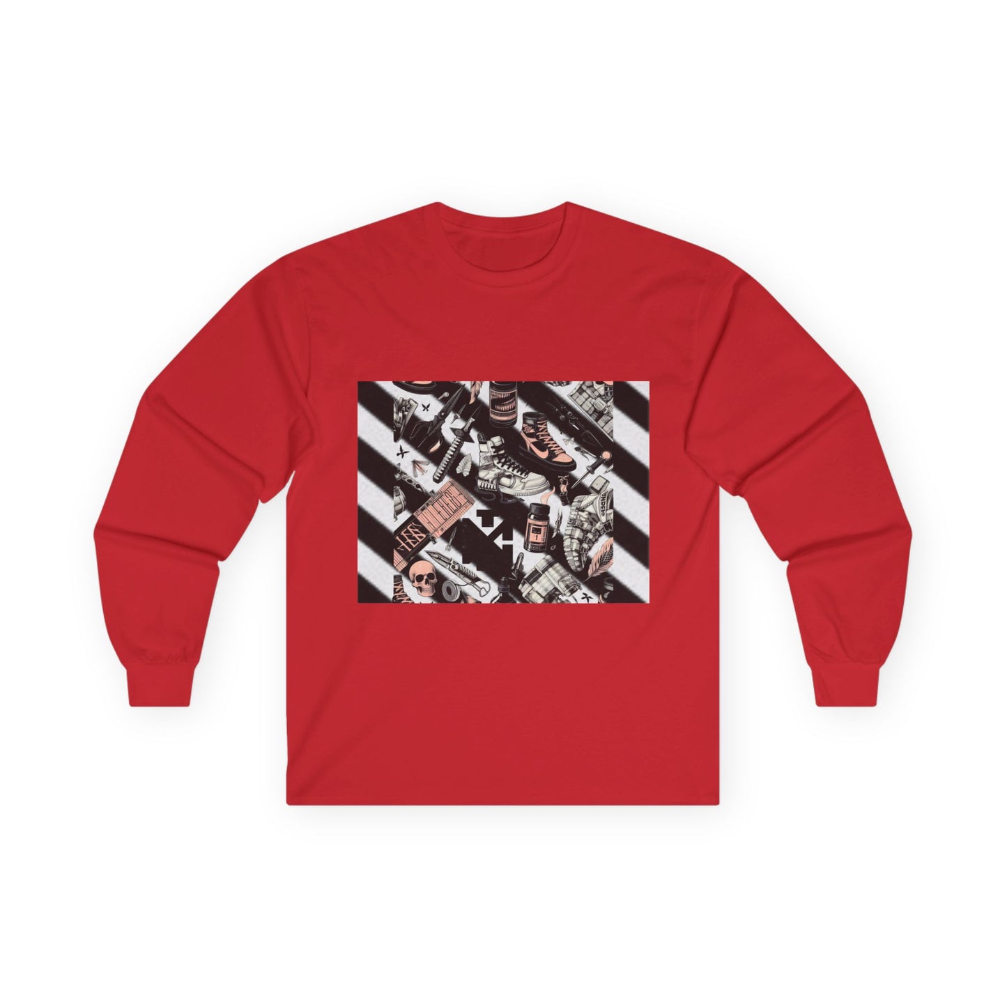 Vintage Off-White Inspired Graphic Long Sleeve Tee