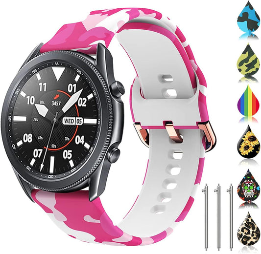 Floral 22Mm Watch Band Compatible for Samsung Galaxy Watch 3 45Mm/Gear S3 Frontier/Classic,Silicone 22Mm Watch Band Quick Release for Women Men