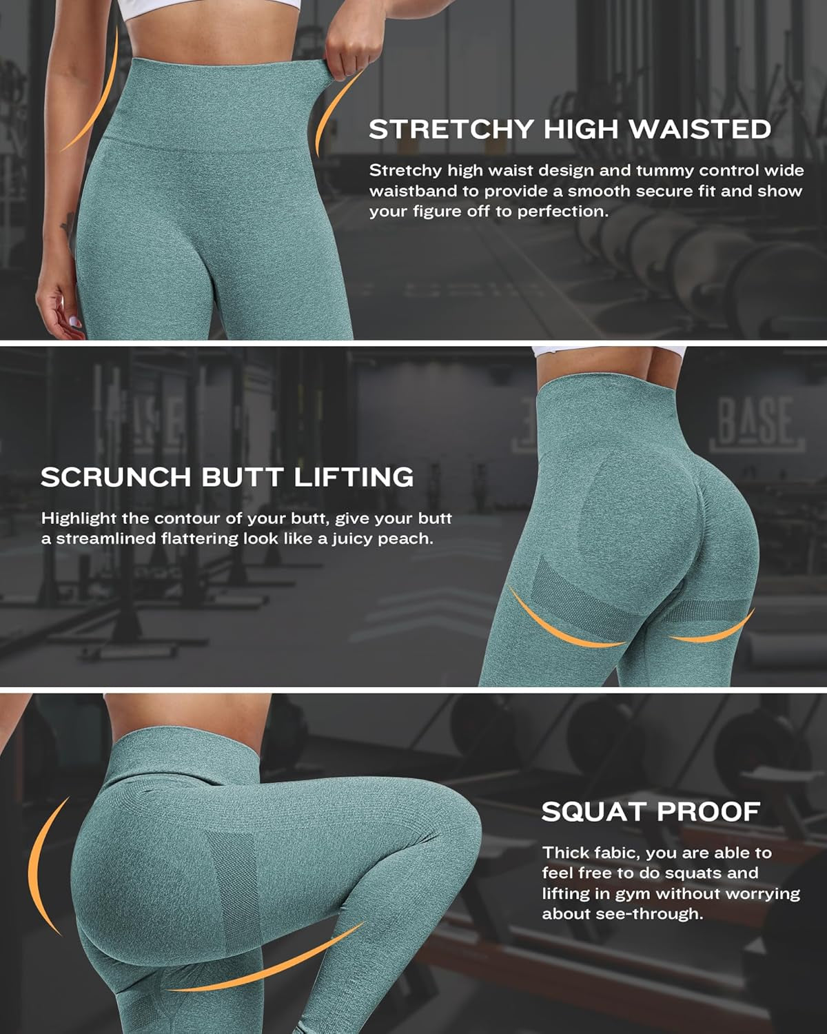 Workout Leggings for Women, Butt Lifting Gym Scrunch Butt Seamless Leggings