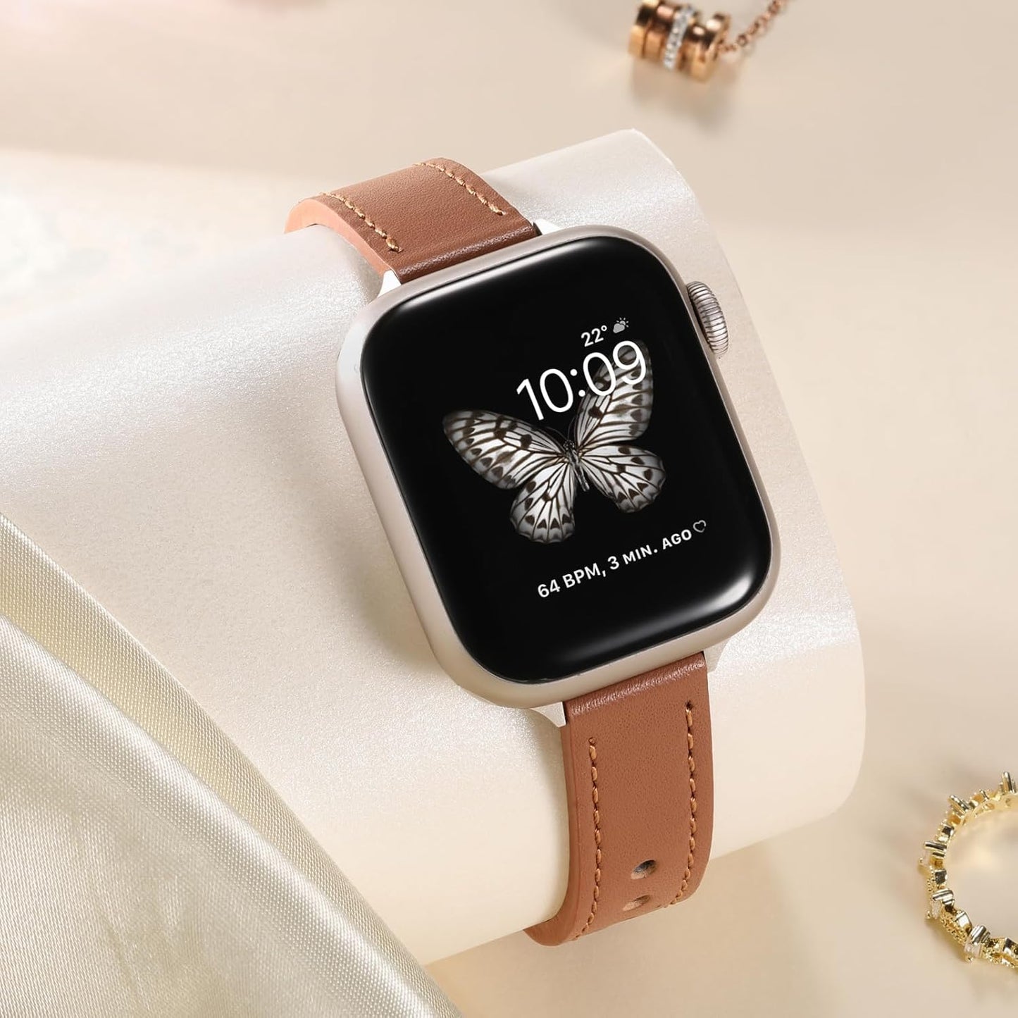 Compatible with Apple Watch Bands for Women 44Mm 40Mm 45Mm 41Mm 38Mm 42Mm 46Mm 49Mm for Iwatch Bands for Women, Top Grain Genuine Leather Slim Band for Iwatch Ultra SE Series 10/9/8/7/6/5/4/3