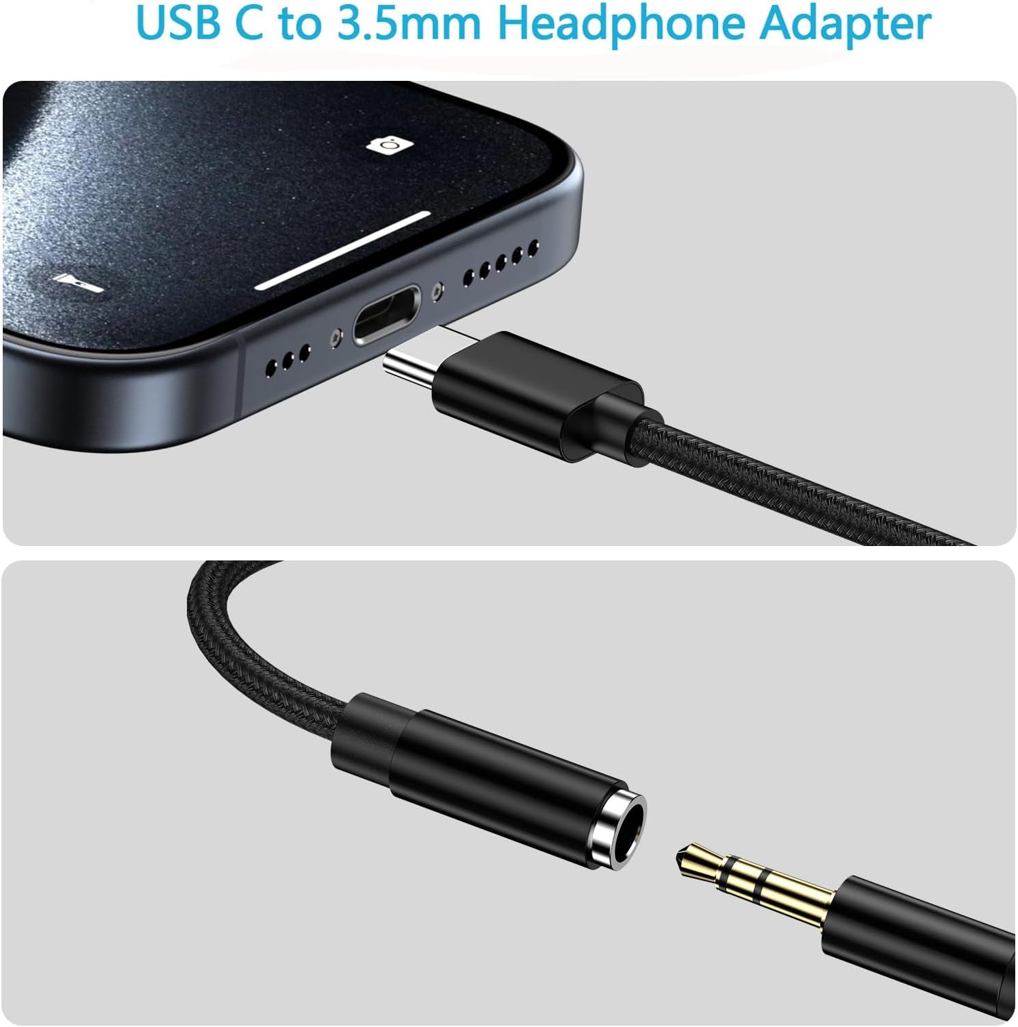 1Pack USB C to 3.5Mm Headphone Earphone Jack Adapter for Samsung Galaxy S25 plus Ultra S25+ S24 S23 S22 S21 S20 5G FE Ultra, Iphone 16 15 plus Pro Max, Type C Audio Headset Earbud Adapter