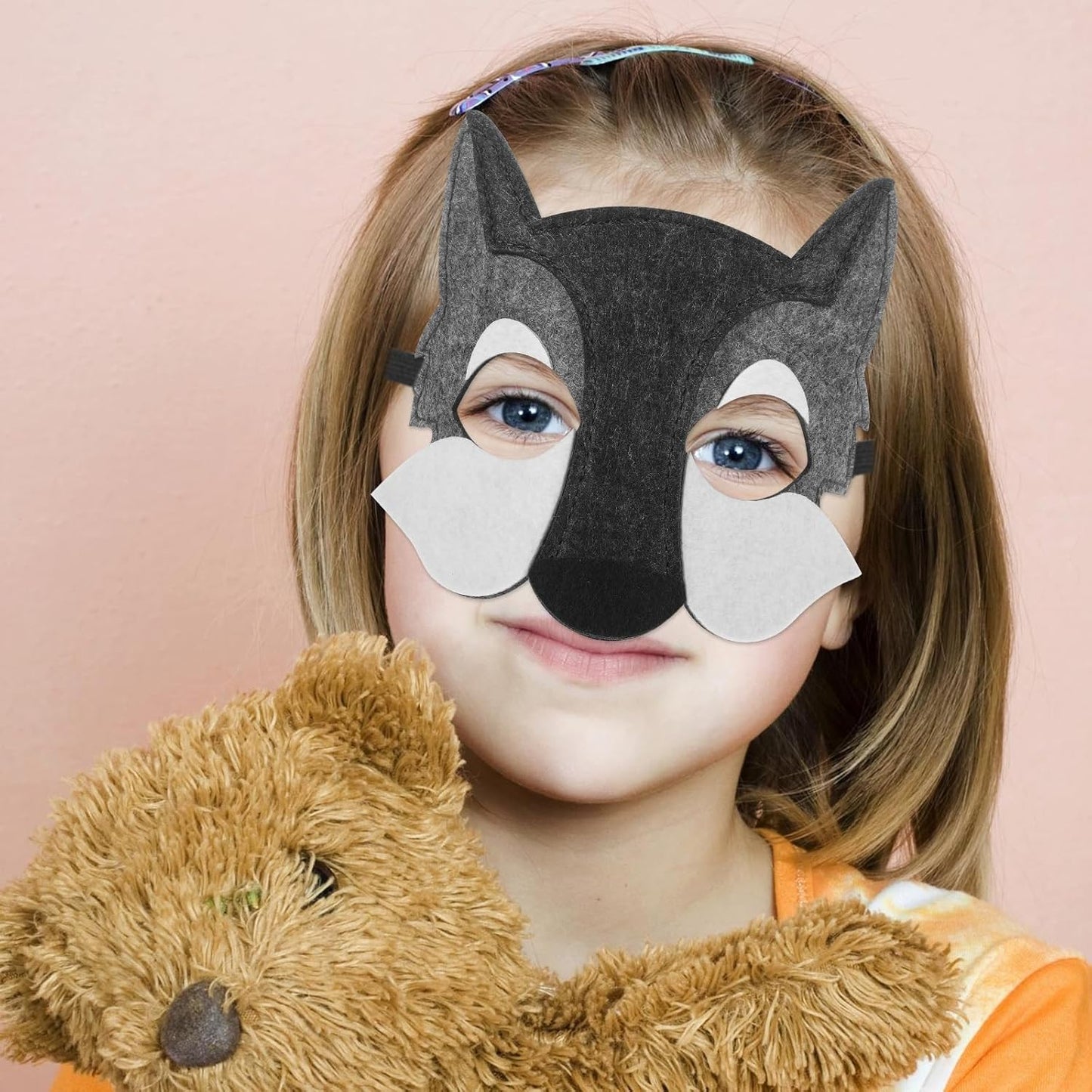 Wolf Mask Animals Felt Half Face Mask Costume Decor Dress up Party Favors 3Pcs