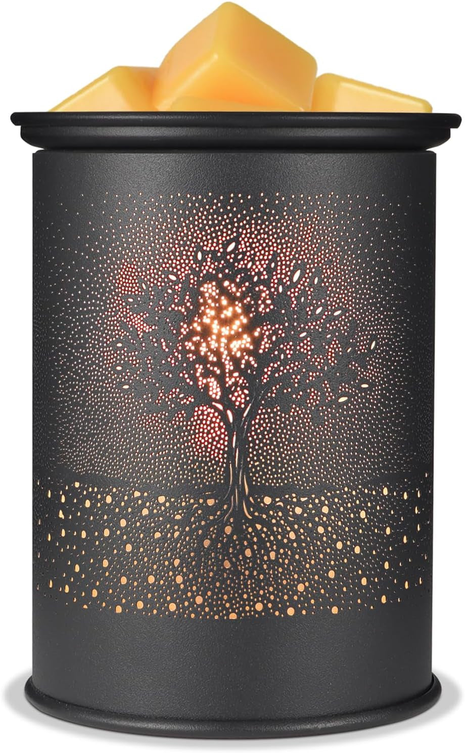 Metal Wax Melt Warmer, Candle Wax Warmer for Scented Wax Melter,Electric Wax Melts Wax Cubes Black Candle Lamp for Home Office Decor,Wax Burner as Gifts for Mom Grandma Women Girls (Tree)…