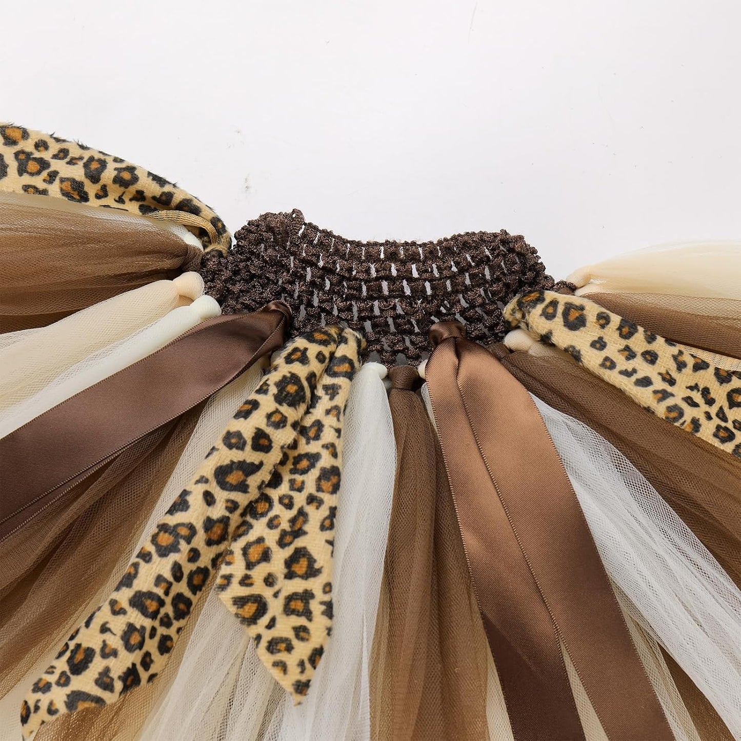 Baby Girls Jungle Animals Costume Tulle Tutu Skirt Ears Headband Bow Tie and Tail Set for Halloween Cosplay Dress Up