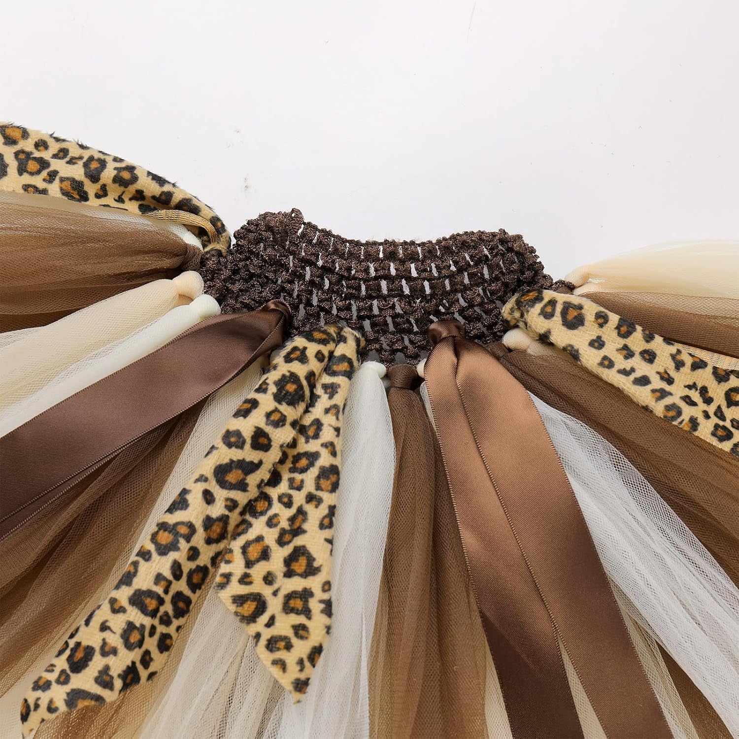 Baby Girls Jungle Animals Costume Tulle Tutu Skirt Ears Headband Bow Tie and Tail Set for Halloween Cosplay Dress Up