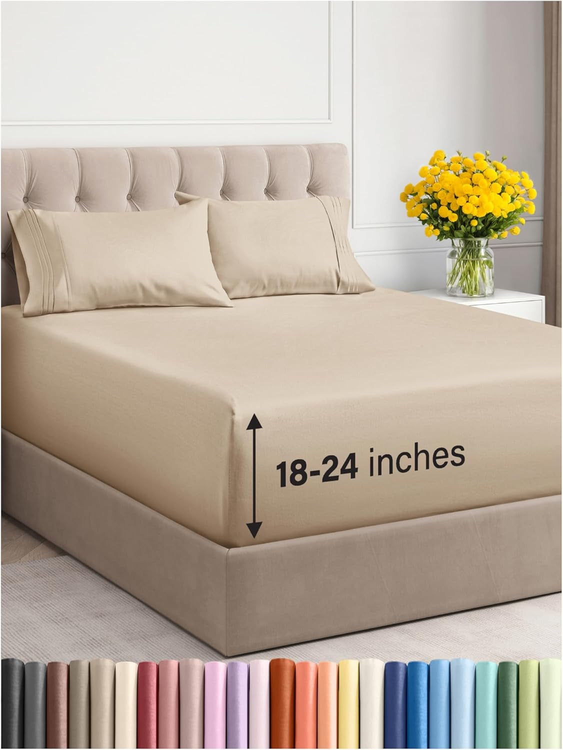 Extra Deep King Sheet Set - 6 Piece Breathable & Cooling Sheets - Hotel Luxury Bedding Set 18-24 Inch Extra Deep Pockets - Easy & Secure Fit - Super Soft, Wrinkle Free & Comfy - Navy Blue, King Size