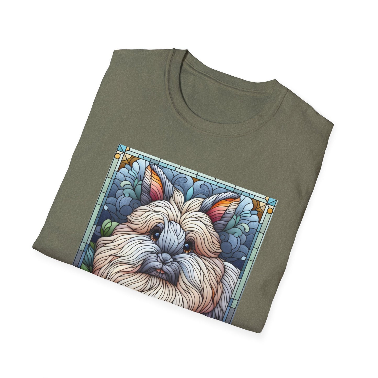 Angora Rabbit Animal Stained Glass Design Unisex Softstyle T-Shirt