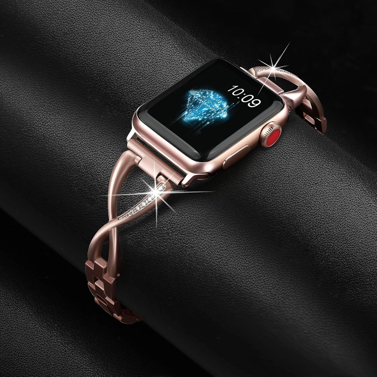 Bands Compatible with Apple Watch Band 38Mm 40Mm 41Mm 42Mm 44Mm 45Mm Iwatch SE Series 9/8/7/6/5/4/3/2/1 Women Dressy Jewelry Stainless Steel Accessories Wristband Strap