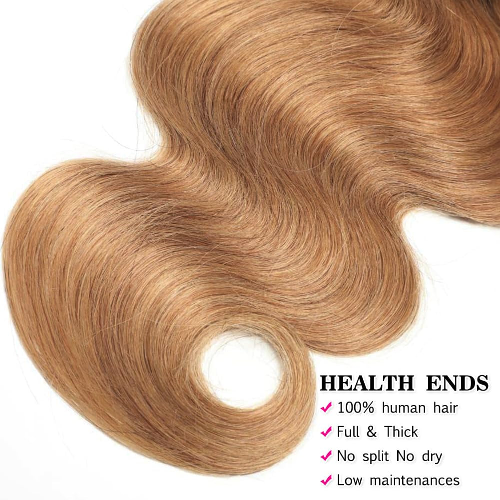 10A Ombre Human Hair Bundles 100% Unprocessed Virgin Human Hair Extensions 3 Tone 1B 4 27 Color Ombre Brazilian Body Wave Hair Bundles for Women
