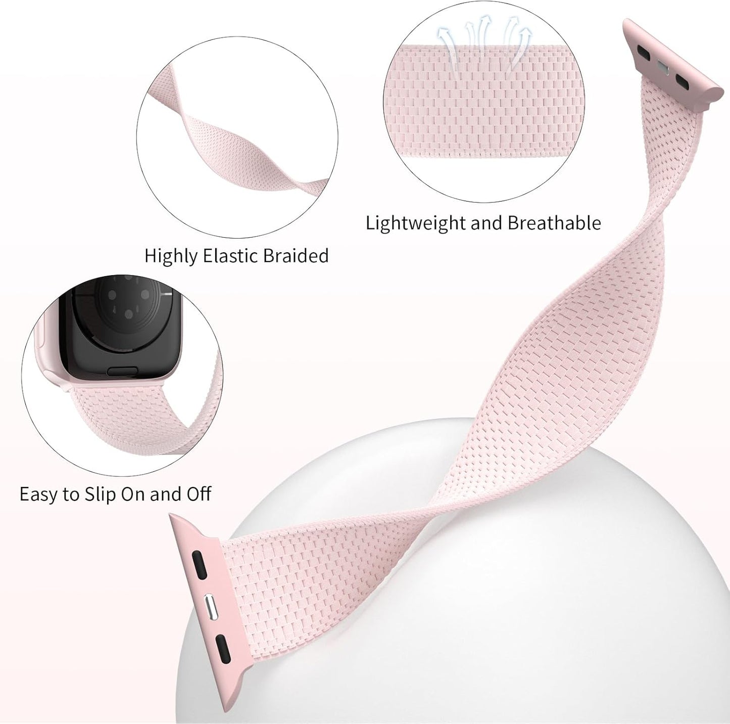 Braided Solo Loop Bands Compatible with Apple Watch 38Mm 40Mm 41Mm 42Mm 44Mm 45Mm 49Mm, Sport Stretch Elastics Strap Wristbands for Iwatch Series 9/8/7/6/5/4/3/2/1 Ultra/Ultra 2 SE Women Men