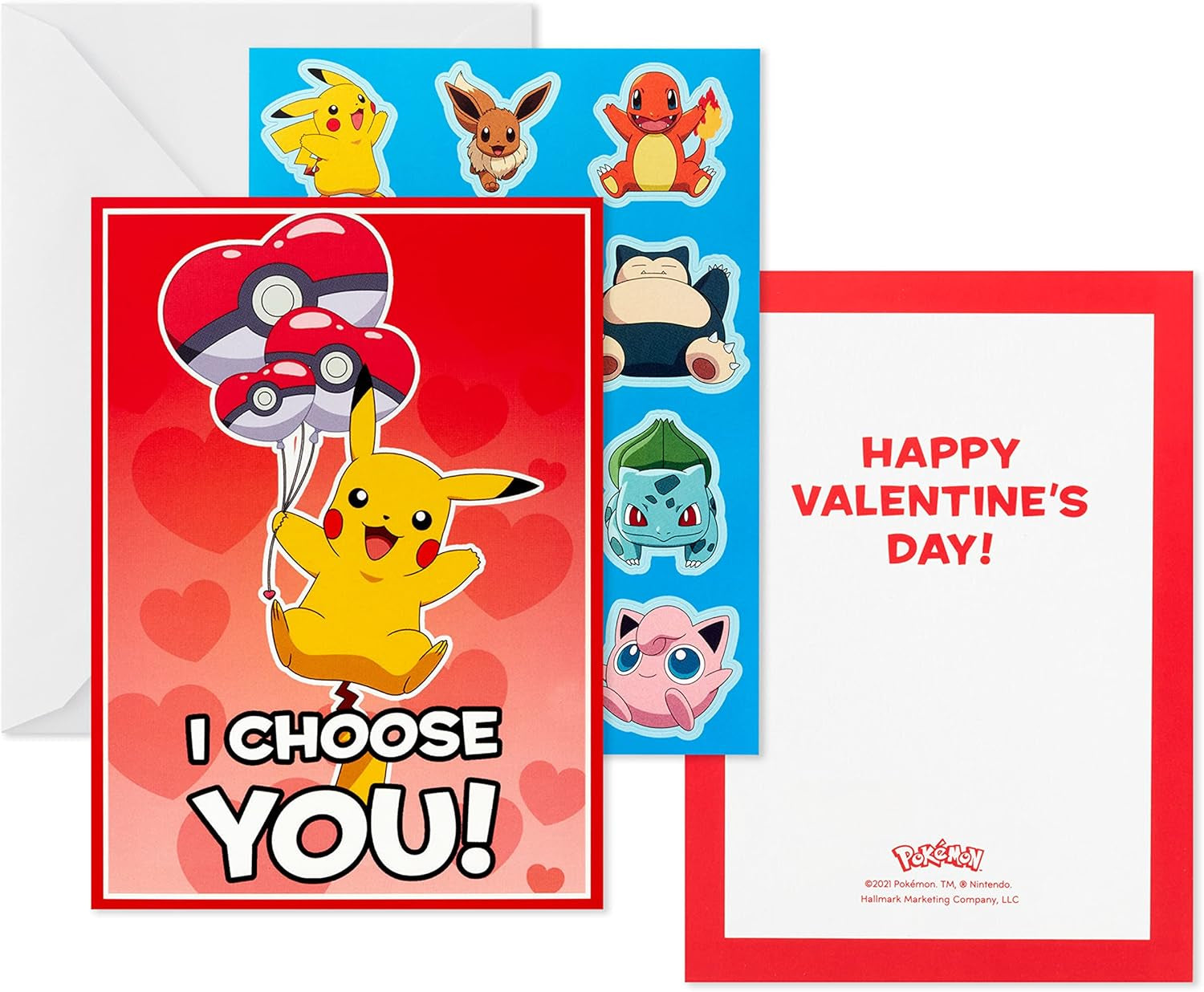 Pokémon Valentines Day Cards and Stickers for Kids School (24 Classroom Valentines with Envelopes)