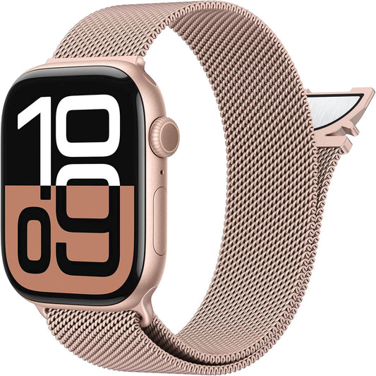 Milanese Mesh Loop Compatible with Apple Watch Band 40Mm 41Mm 38Mm 42Mm Series 10 9 8 7 SE 6 5 4 3 2 1 Men & Women, Stainless Steel Wider Metal Strap with Magnetic Clasp for Iwatch Bands