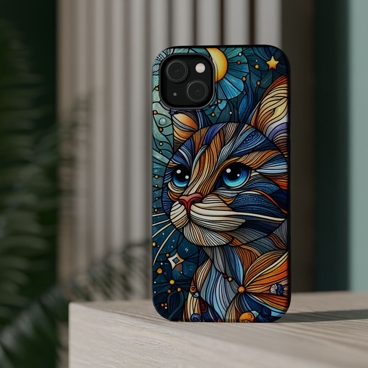 Cat-Stained Glass Magnetic Tough Cases