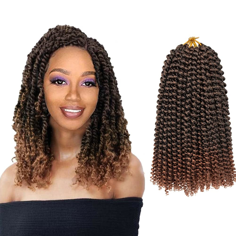 Passion Twist Hair - 12 Inch Water Wave Crochet Hair 8 Packs Short Crochet Braids Passion Twists Braiding Hair Bohemian Synthetic Hair Extension (12 Inch, 1B/30)