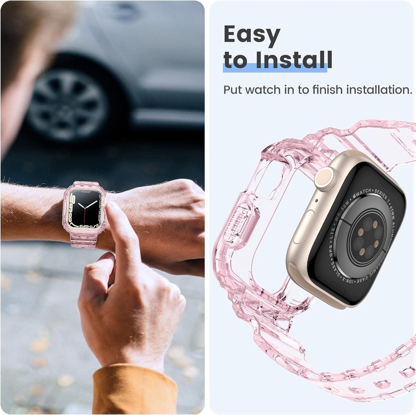 for Apple Watch Band 38Mm 40Mm 41Mm 42Mm 44Mm 45Mm 49Mm for Women Men, Cute Soft Sport Strap with Bumper Case, Cool Wristband Accessories for Iwatch Ultra SE2 Series 9 8 7 SE 6 5 4 3 2 1