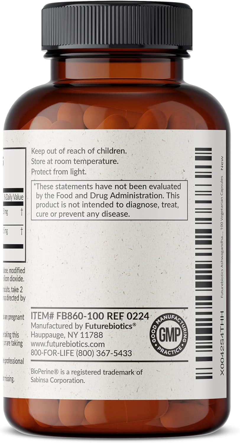 Ashwagandha Extra Strength Stress & Mood Support with Bioperine - Non GMO Formula, 100 Vegetarian Capsules TLBH