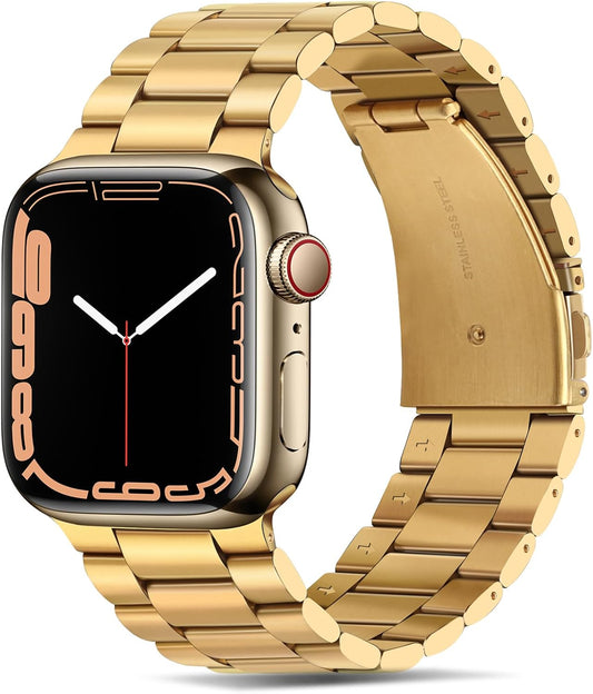Band Compatible with Apple Watch Band 41Mm 40Mm 38Mm Premium Stainless Steel Metal Replacement Strap Compatible with Apple Watch SE Series 9 8 7 6 5 4 3 2 1 (Gold)