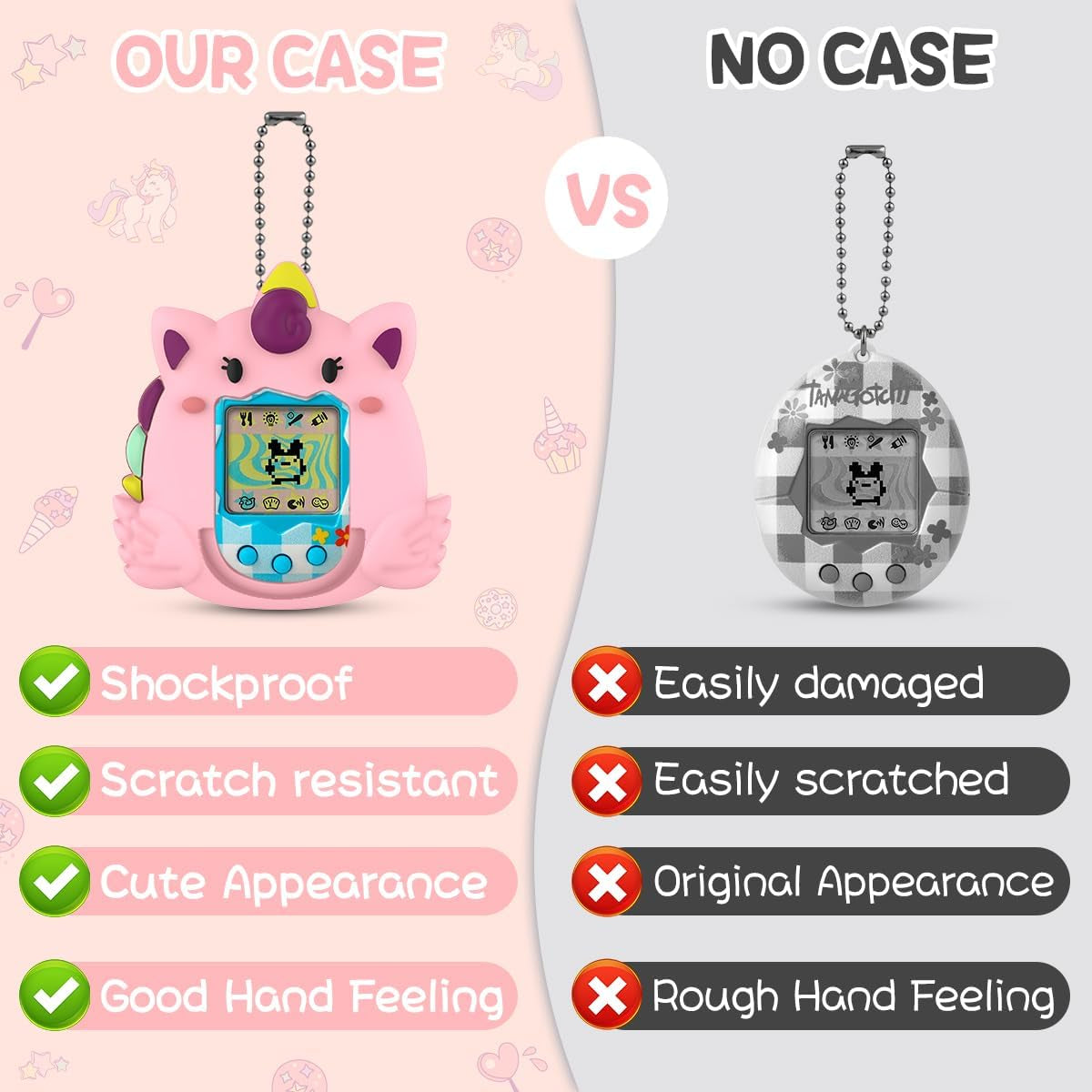 Silicone Case Compatible with Tamagotchi Original Virtual Pet Game Machine, Pink Anime Cute Cartoon Virtual Pet Game Machine Protector Cover for Tamagotchi Original Accessories ZOUSA