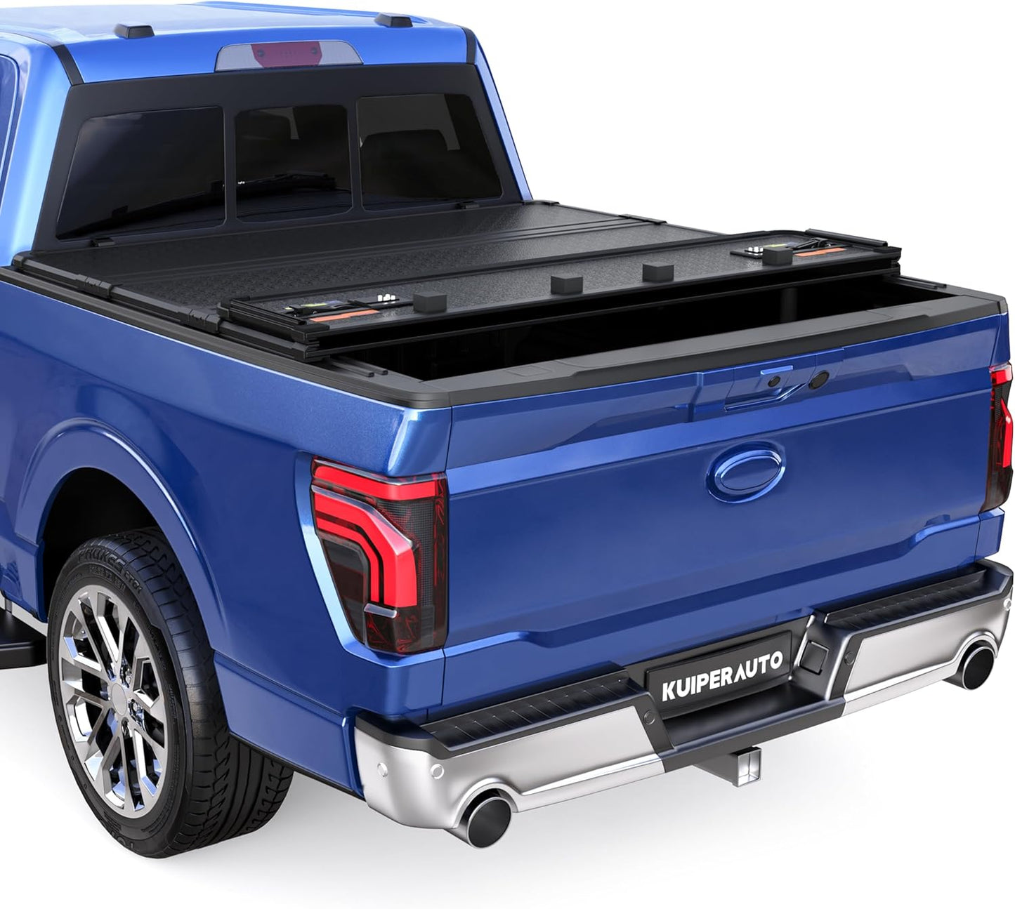 Quad 4-Fold 6.5 FT Soft Folding Truck Bed Tonneau Cover Compatible with 2009-2014 Ford F150 F-150 Styleside Fourth Fold (Excl Raptor Series) without Utility Track System Truck Bed Cover