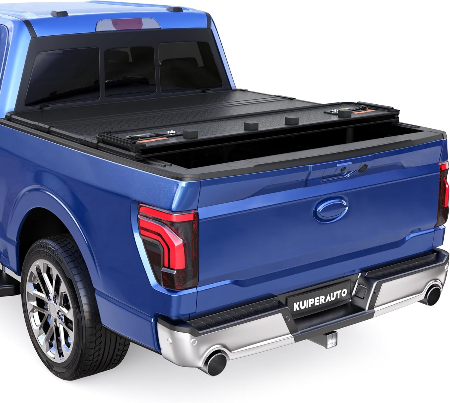 Quad 4-Fold 6.5 FT Soft Folding Truck Bed Tonneau Cover Compatible with 2009-2014 Ford F150 F-150 Styleside Fourth Fold (Excl Raptor Series) without Utility Track System Truck Bed Cover