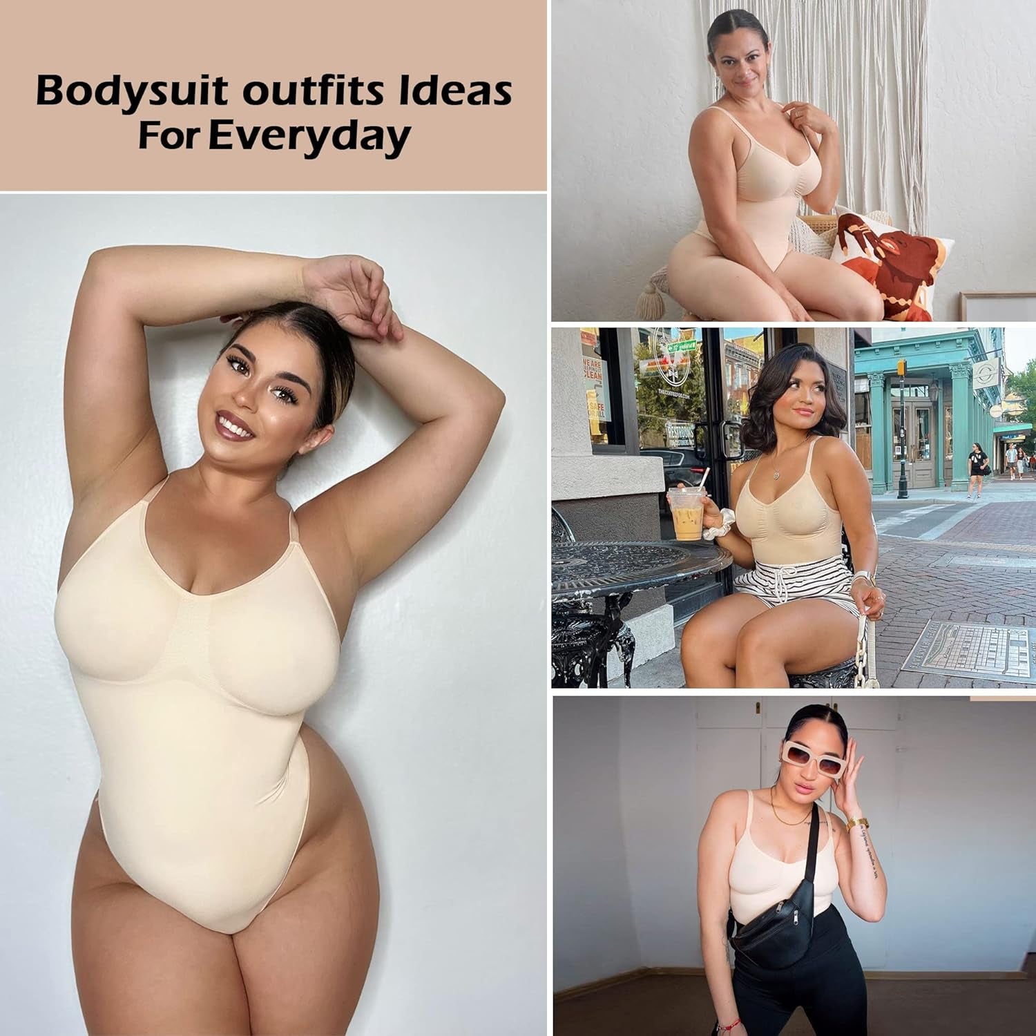 Women'S Shapewear Bodysuit Tummy Control Body Shaper Seamless Sculpting Snatched Waist Body Suit