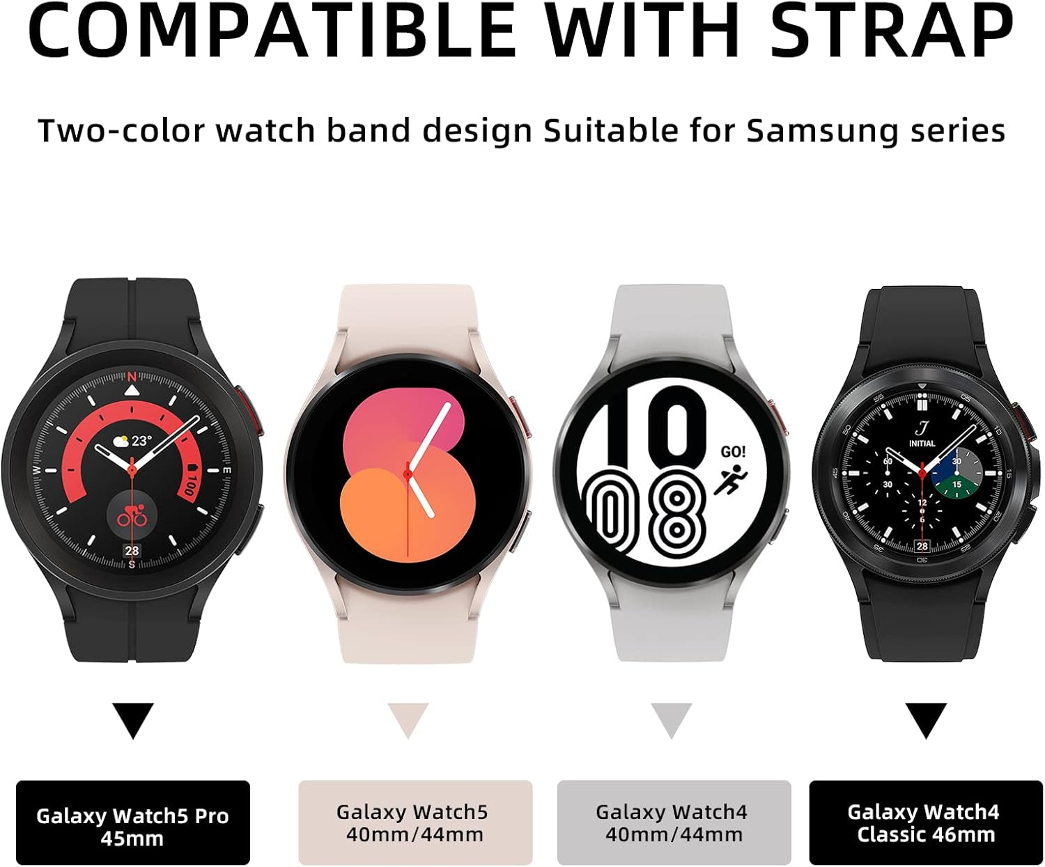 Bands for Galaxy Watch 5 Pro 45Mm Bands/Galaxy Watch 7 6 5 4 Bands 44Mm 40Mm, Sport Silicone Bands Compatible for Samsung Galaxy Watch 6 43 47Mm/Galaxy Watch 4 Classic 42 46Mm Straps Women Men