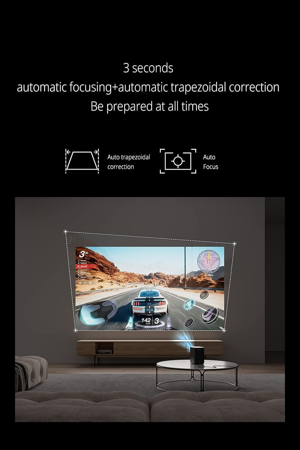 N1 Smart Netflix Projector, Native 1080P, Portable Bluetooth Movie Projector with HDR10 and Dolby Audio Support, Autofocus, Auto Keystone, Integrated Stand, 5G Wifi, Bluetooth 5.0