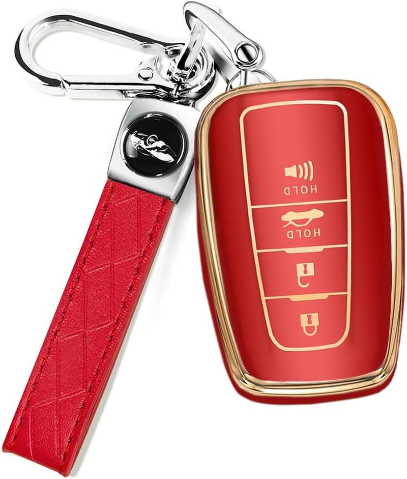 for Toyota Key Fob Cover with Keychain Suitable for Highlander RAV4 Camry Avalon C-HR Corolla GT86 Premium TPU Key Fob Case (Style 2-Blue)