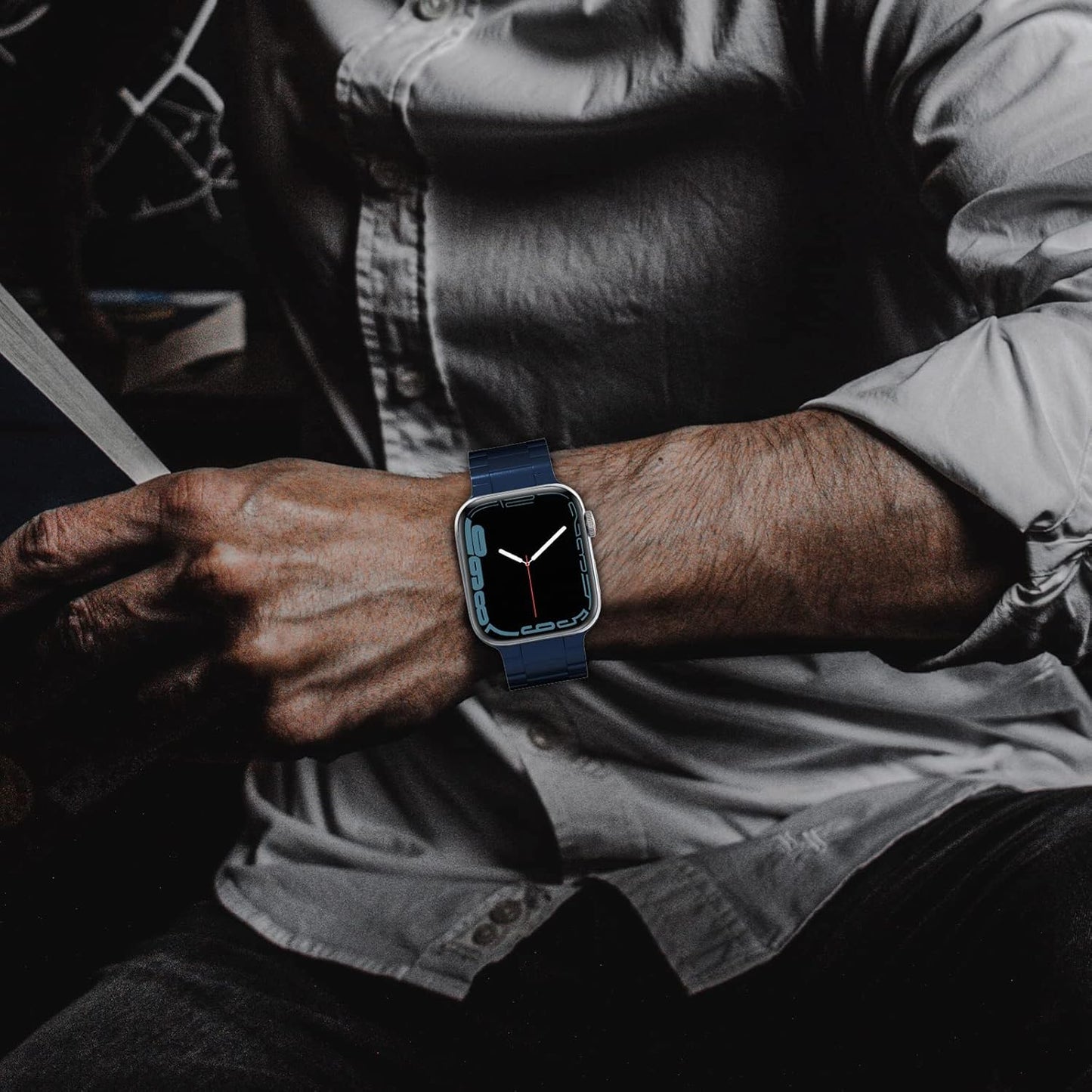 Compatible for Apple Watch Band 41Mm 38Mm 40Mm Strap Stainless Steel Metal for Women/Men Ultra- Thin Ajustable Band Strap for Apple Watch Series 9 8 7 6 5 4 3 2 1 SE2 SE Blue