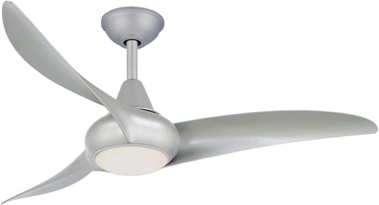 F845-SL Light Wave 44" Ceiling Fan with LED Light and Remote Control in Silver Finish