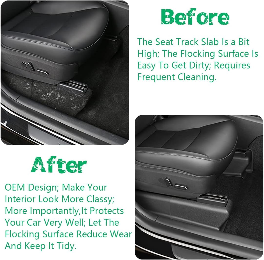 for Tesla Model Y Underseat Protector ABS 2Nd Row Kick Cover under Seat Slide Fleece Protector Accessories - Pack of 7