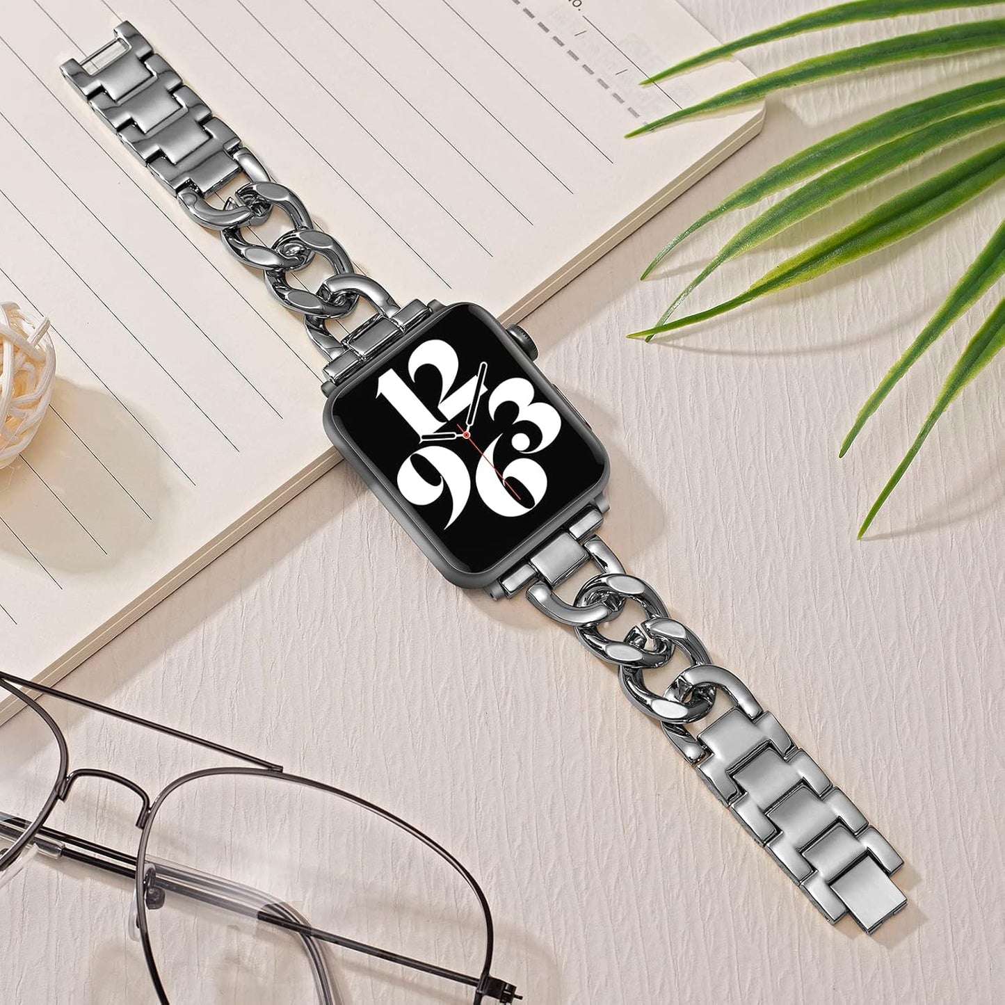 Stainless Steel Metal Band Compatible with Apple Watch Band 38Mm 40Mm 41Mm 42Mm 44Mm 45Mm Women Bracelet Replacement Wristband Strap for Iwatch Series 8/7/6/5/4/3/2/1 Ultra SE