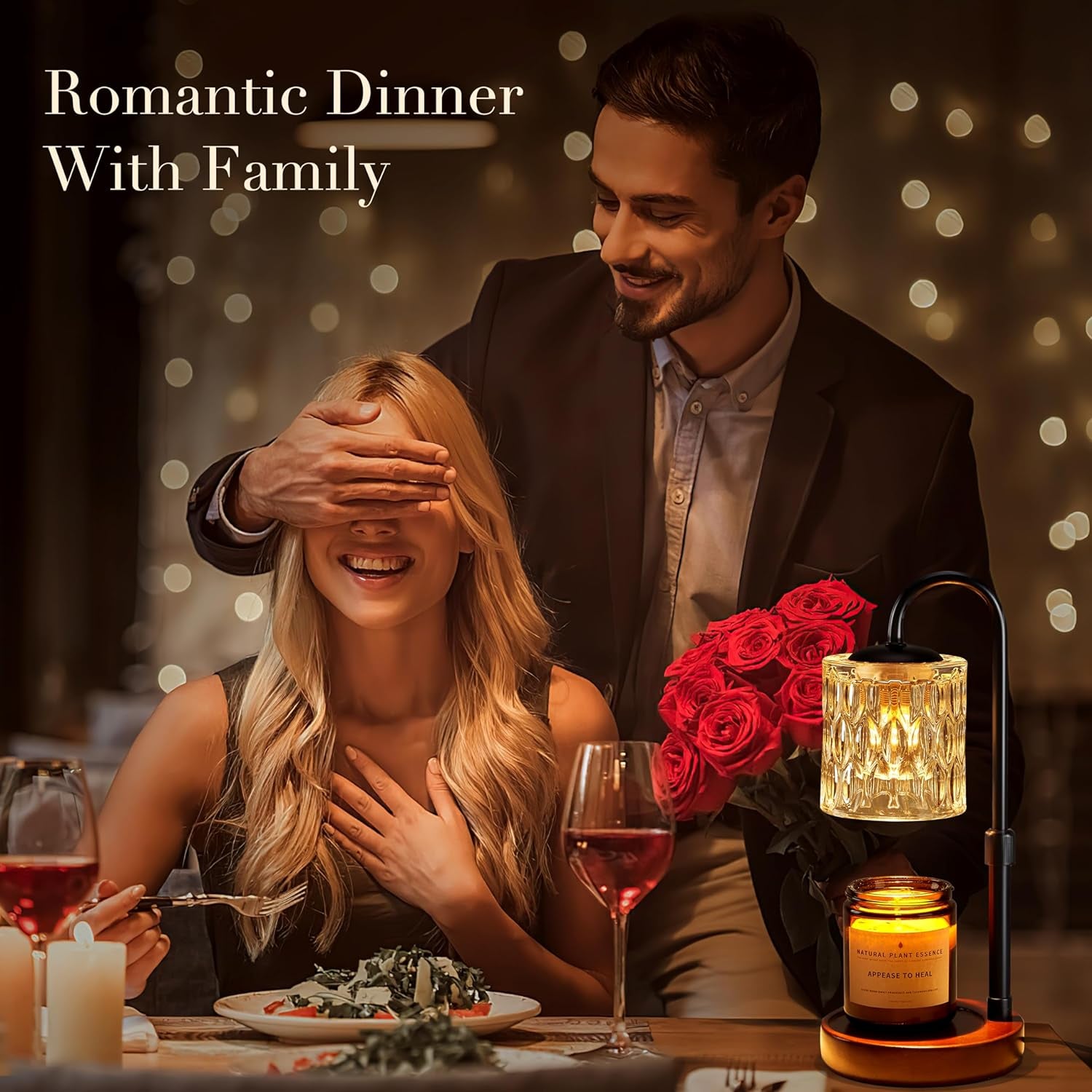 Dimmable Candle Warmer Lamp with Timer, Height Adjustable Electric Candle Wax Warmer for Jar Candles, Top-Down Light Heat Melting Wax with 2 Bulbs, Walnut Solid Wood Base for Home Decor Gifts