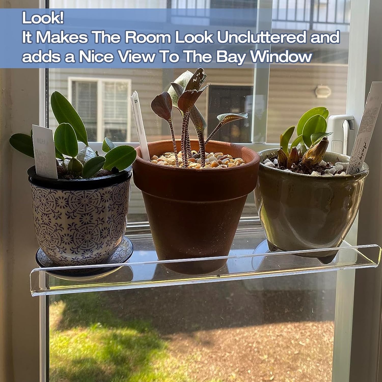 12 Inch Acrylic Window Sill Extender for Window Boxes, 2 Pack Window Shelf for Plants, Suction Cup Shelf for Plants Window, for Succulent Planters, Herb Pots, Indoor Plants (12In-2Pcs)