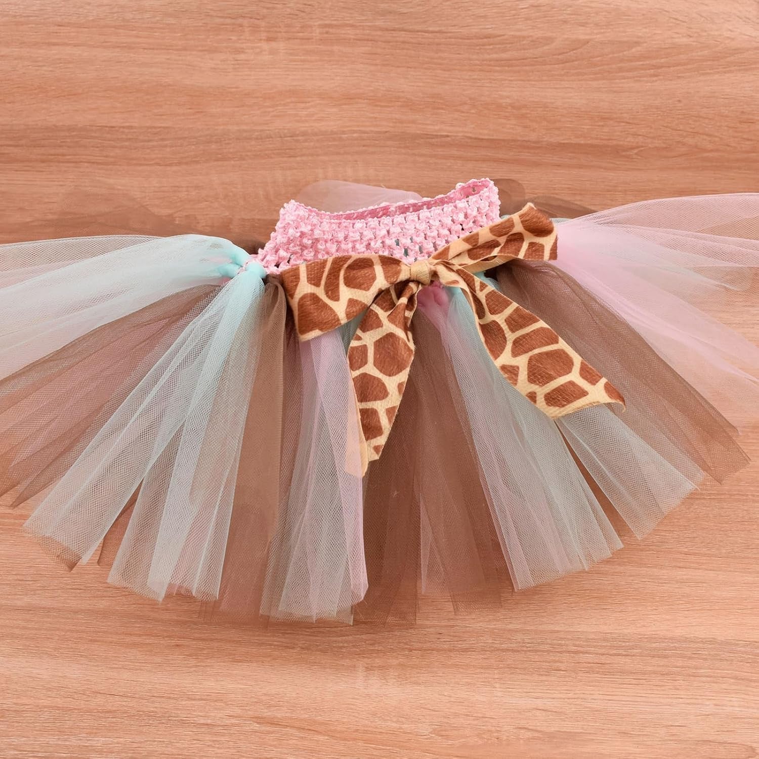 Baby Girls Jungle Animals Costume Tulle Tutu Skirt Ears Headband Bow Tie and Tail Set for Halloween Cosplay Dress Up