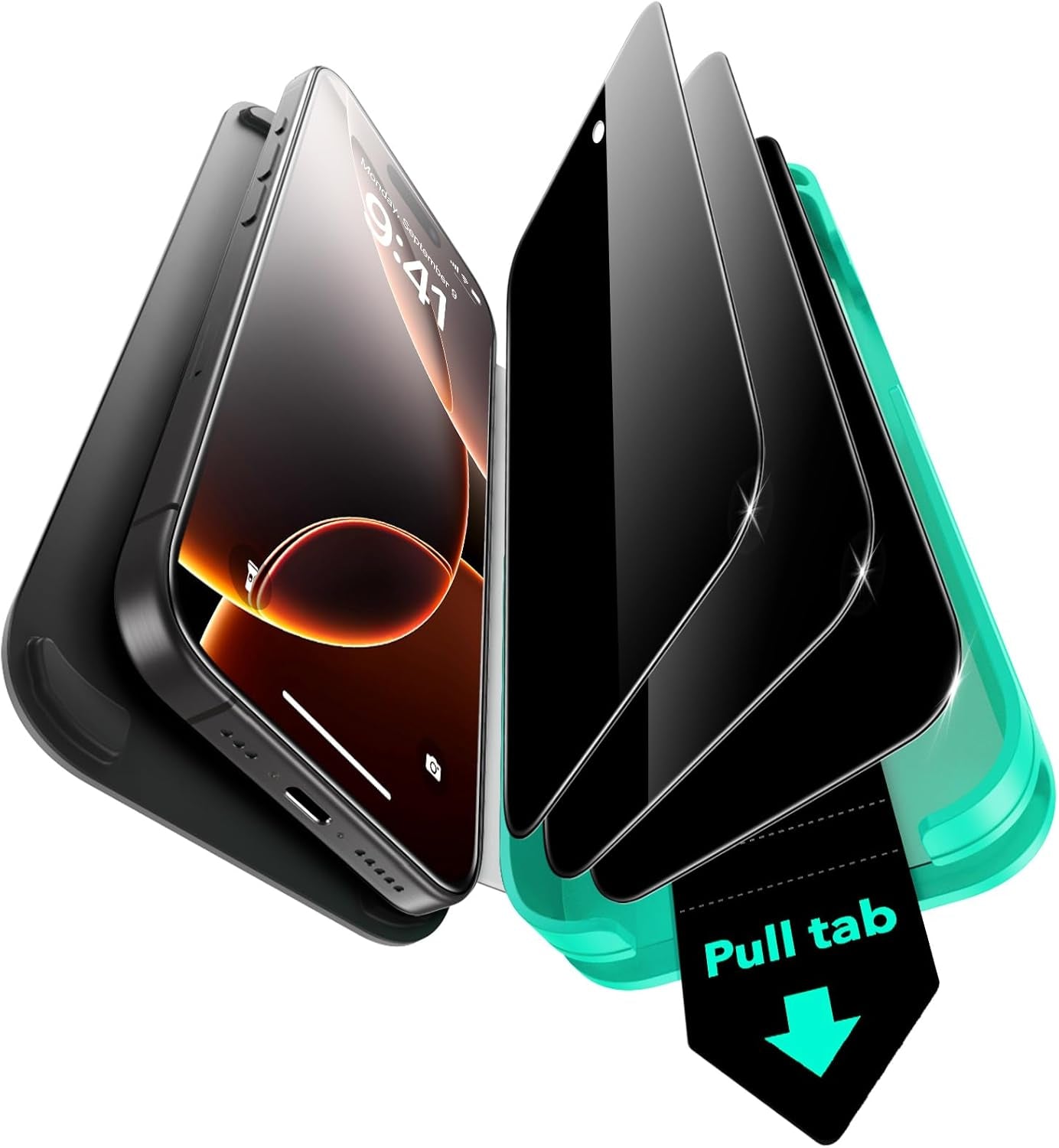 3 Pack 9H+ Glass for Iphone 16E/Iphone SE 4/Iphone 14/Iphone 13/Iphone 13 Pro Privacy Screen Protector, [Military Grade Shatterproof & Longest Durable] Armorite Tempered Glass with Ultrafit Tray
