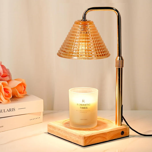 Dimmable Candle Warmer Lamp with Timer, Glass Candle Lamp Warmer for Jar Candle, Xmas Gifts for Mom Unique, 2024 Womens Gifts for Christmas, Home Decor for Bedroom Living Room Decor Aesthetic, Amber