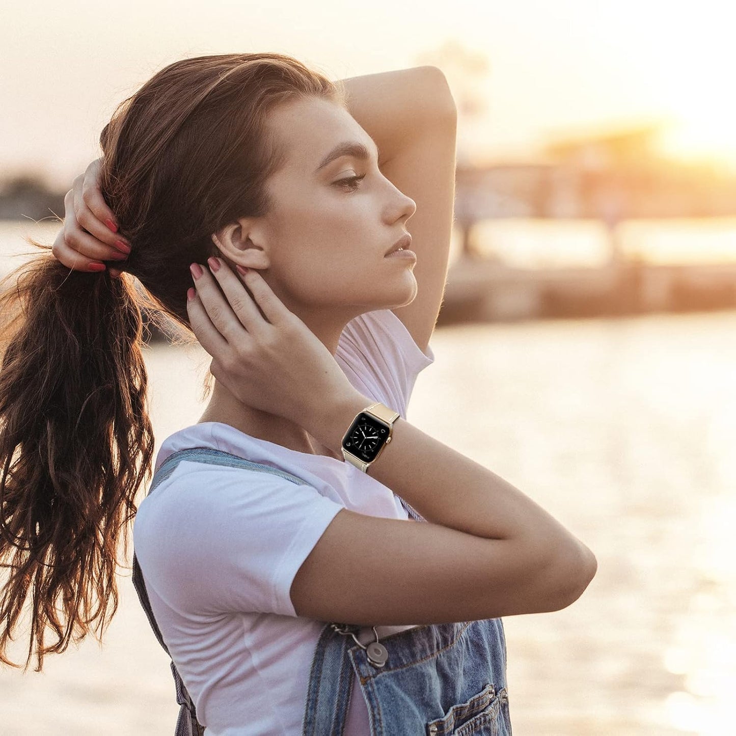 Compatible with Apple Watch Band 42Mm (Series 10) /41Mm/40Mm/38Mm, Genuine Leather Bands Replacement Strap for Iwatch Series 10 9 8 Se 7 6 5 4 3 2 1, Women & Men