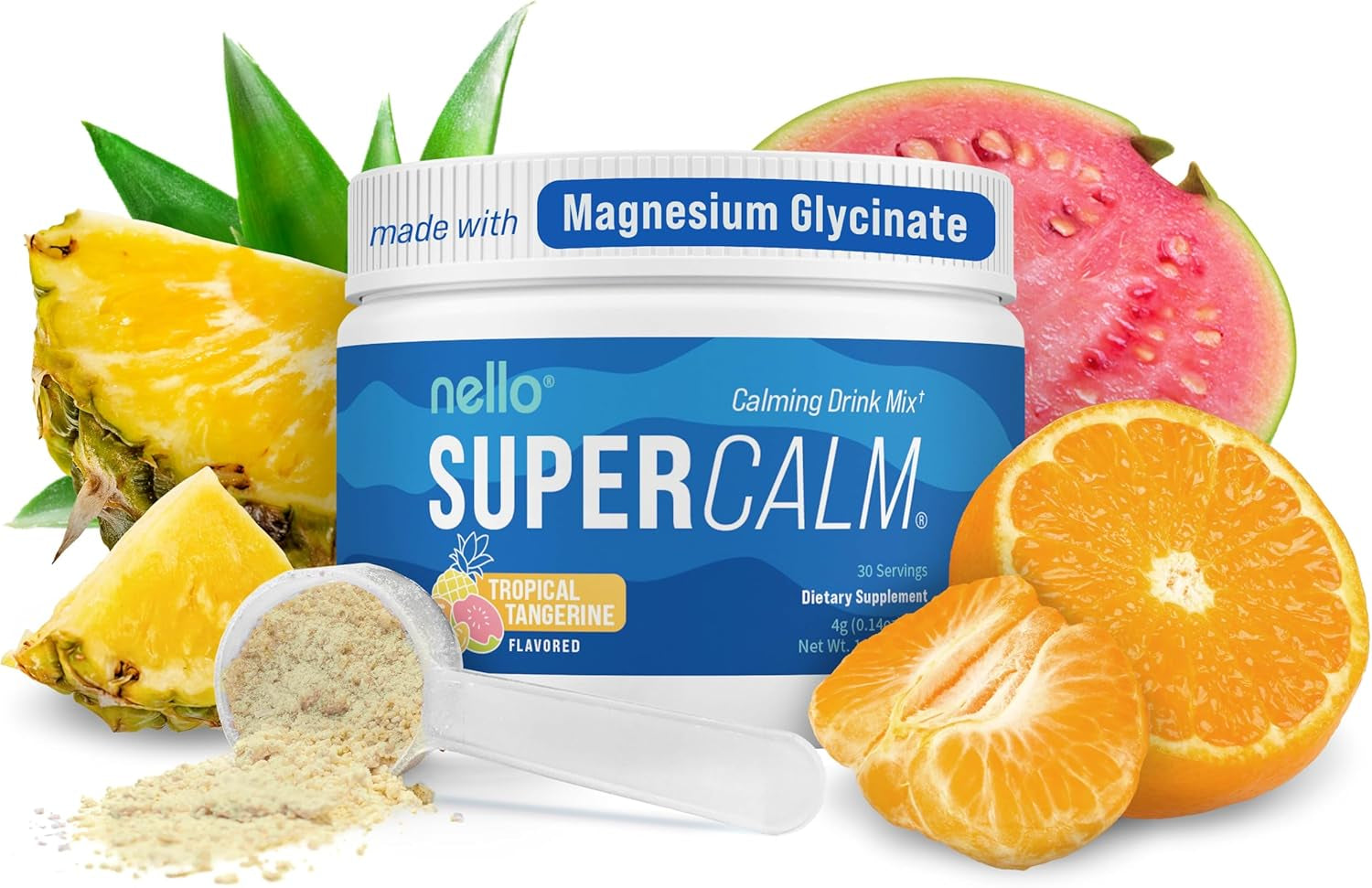 Supercalm Drink Mix - Ashwagandha KSM 66, Magnesium Glycinate, L-Theanine, Vitamin D3 - Ashwagandha Root Extract, Magnesium & L-Theanine Supplement - Focus & Support (30 Servings) TLBH