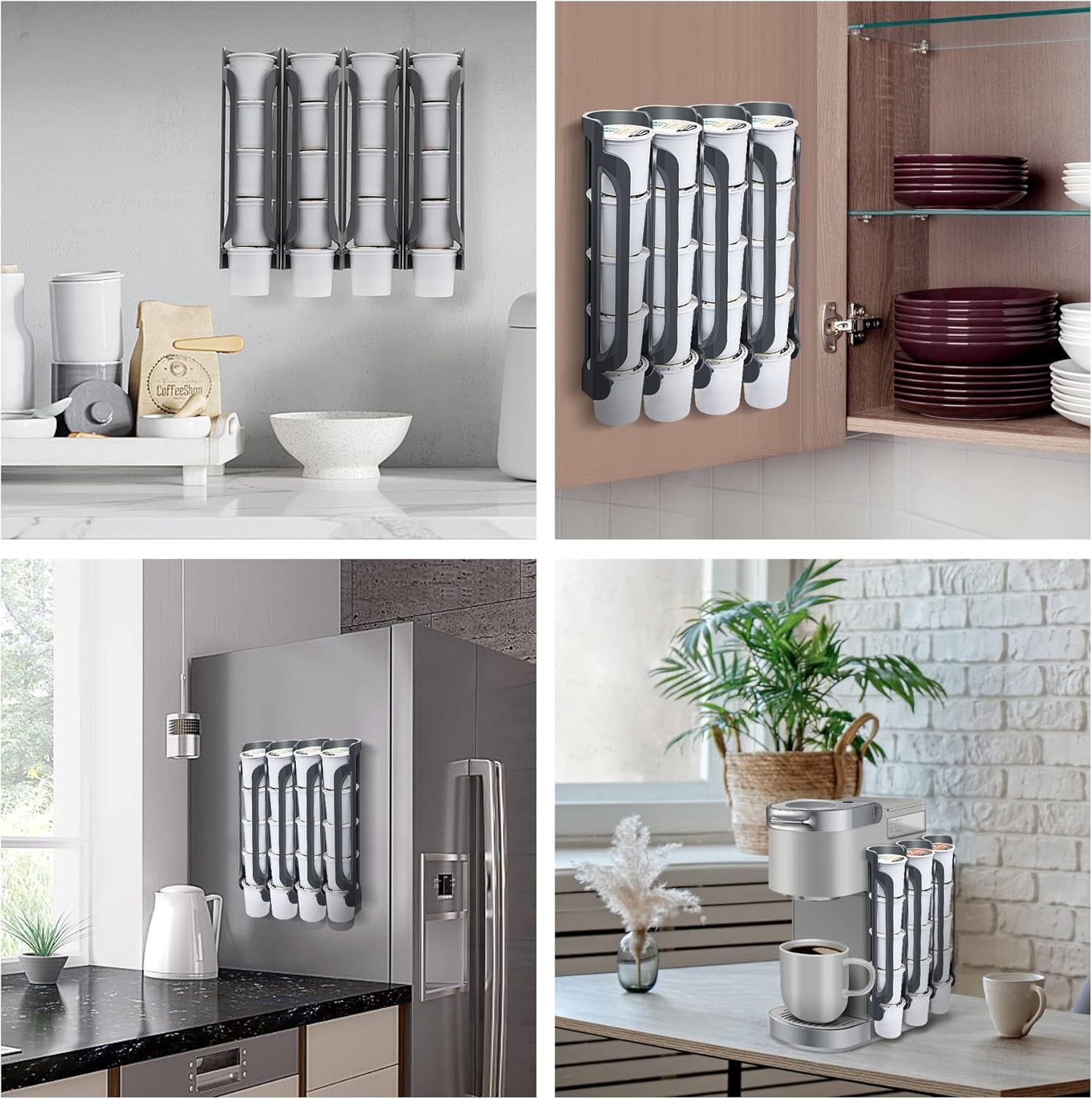 K Cup Holder for Keurig: Coffee Pod Holder for Counter Small Space - Kcup Holders for Wall Mount (2, Black)