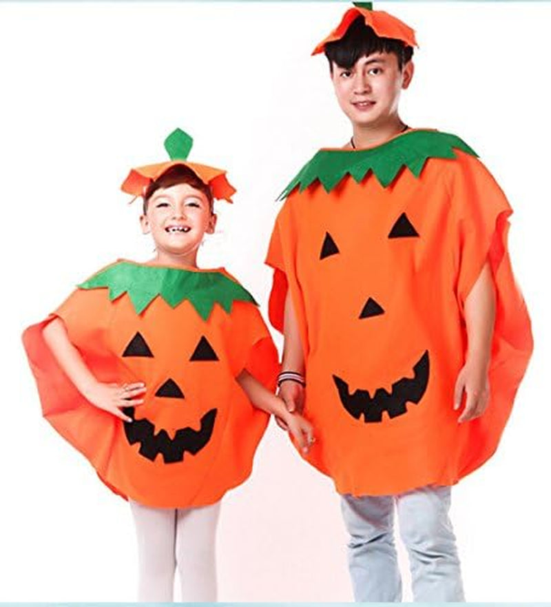 Halloween Pumpkin Costume Set for Family Parent Kids Orange Cosplay Suit Hat School Party Children Clothing Clothes